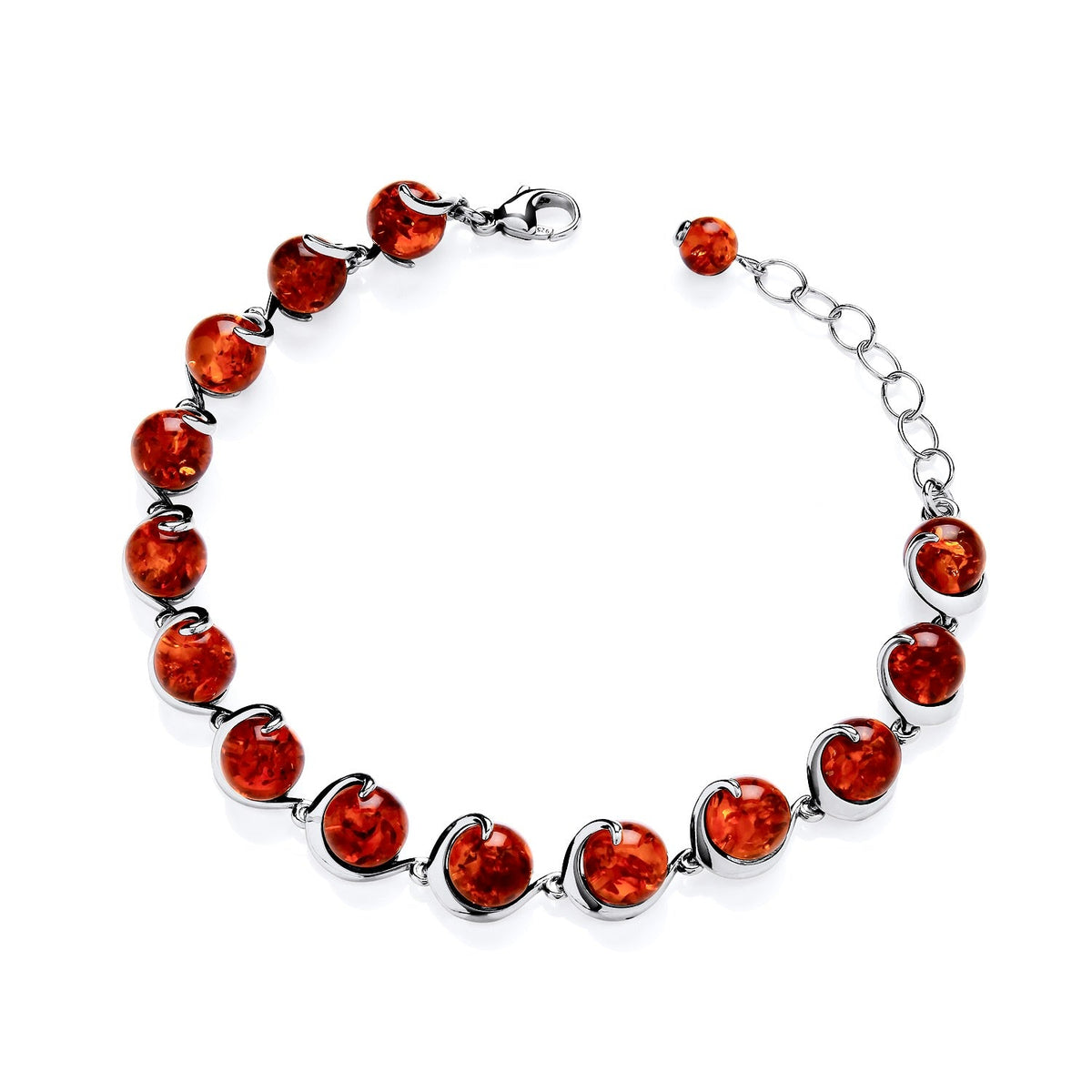 Sterling Silver Natural Baltic Amber Drop Bracelet