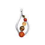 Sterling Silver Natural Baltic Amber Three-Stone Open Swirl Pendant