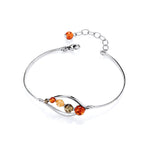 Sterling Silver Natural Baltic Amber Three-Stone Open Swirl Bangle