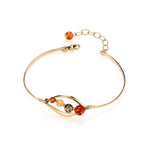 Gold Plated Sterling Silver Natural Baltic Amber Three-Stone Open Swirl Bangle