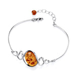 Sterling Silver Natural Baltic Amber Twist Oval Bangle