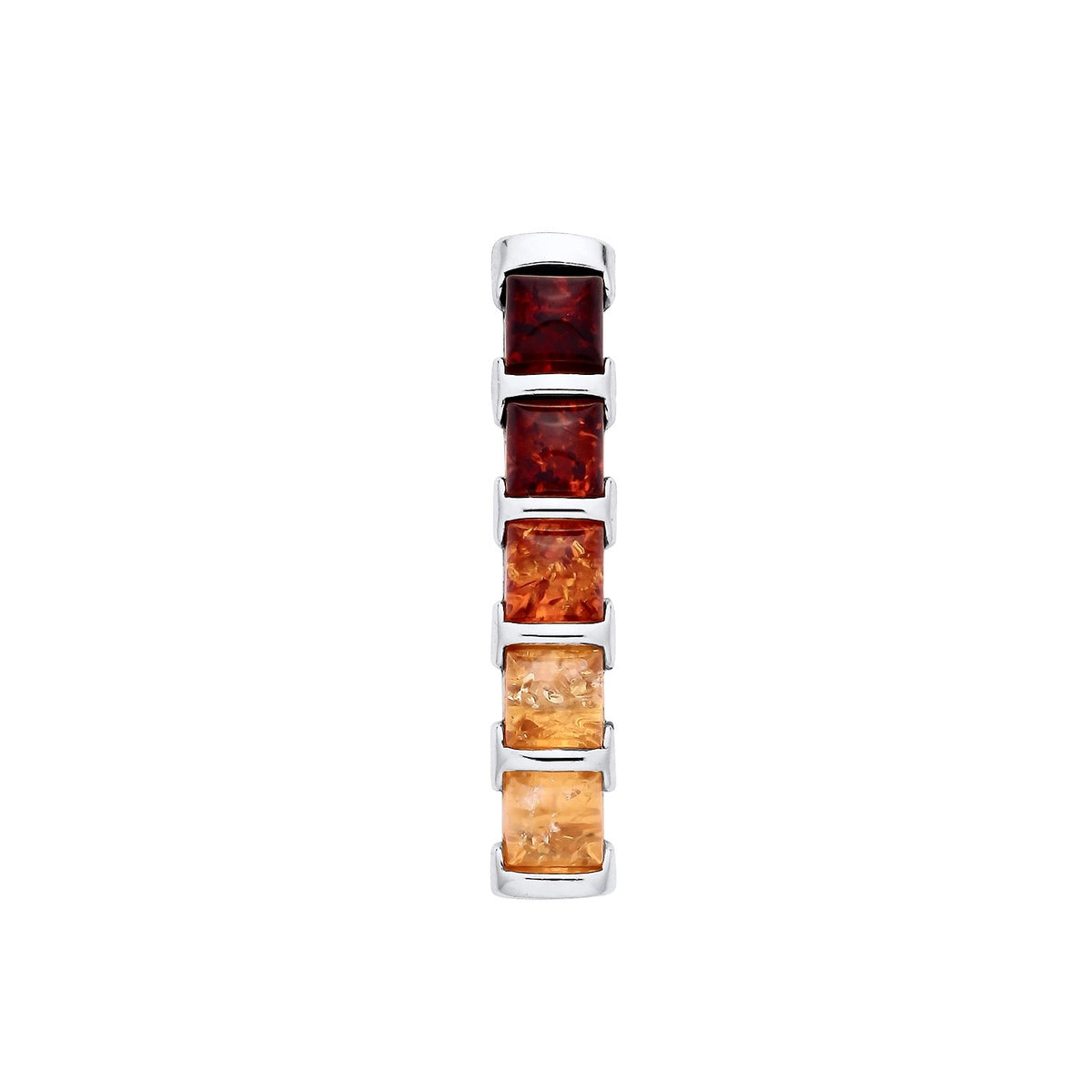 Sterling Silver Natural Baltic Amber Graduated Square Pendant