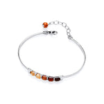 Sterling Silver Natural Baltic Amber Graduated Square Bangle