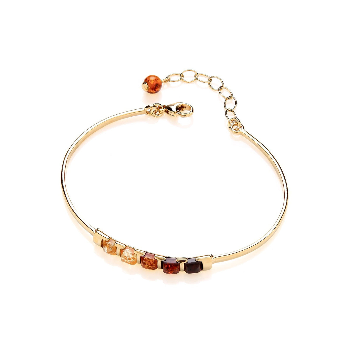 Gold Plated Sterling Silver Natural Baltic Amber Graduated Square Bangle
