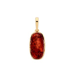 Gold Plated Sterling Silver Natural Baltic Amber Oblong Filigree Pendant