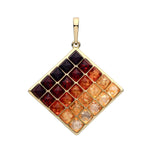Gold Plated Sterling Silver Natural Baltic Amber Mosaic Diamond Pendant