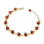 Gold Plated Sterling Silver Natural Baltic Amber Round Cabochon Sweep Bracelet