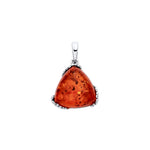 Sterling Silver Natural Baltic Amber Angular Triangle Pendant