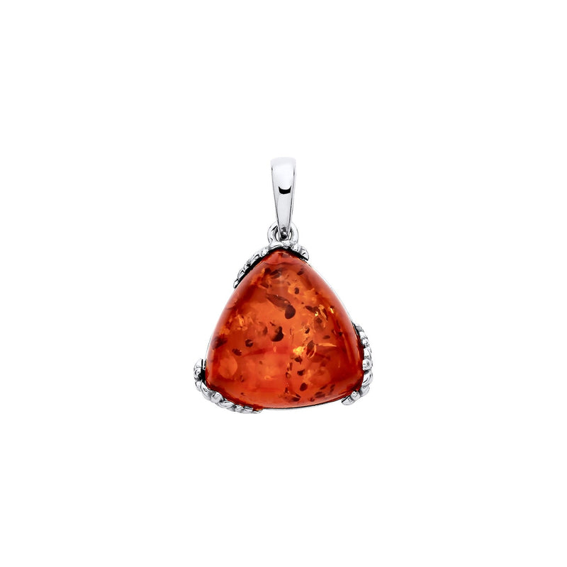 Sterling Silver Natural Baltic Amber Angular Triangle Pendant