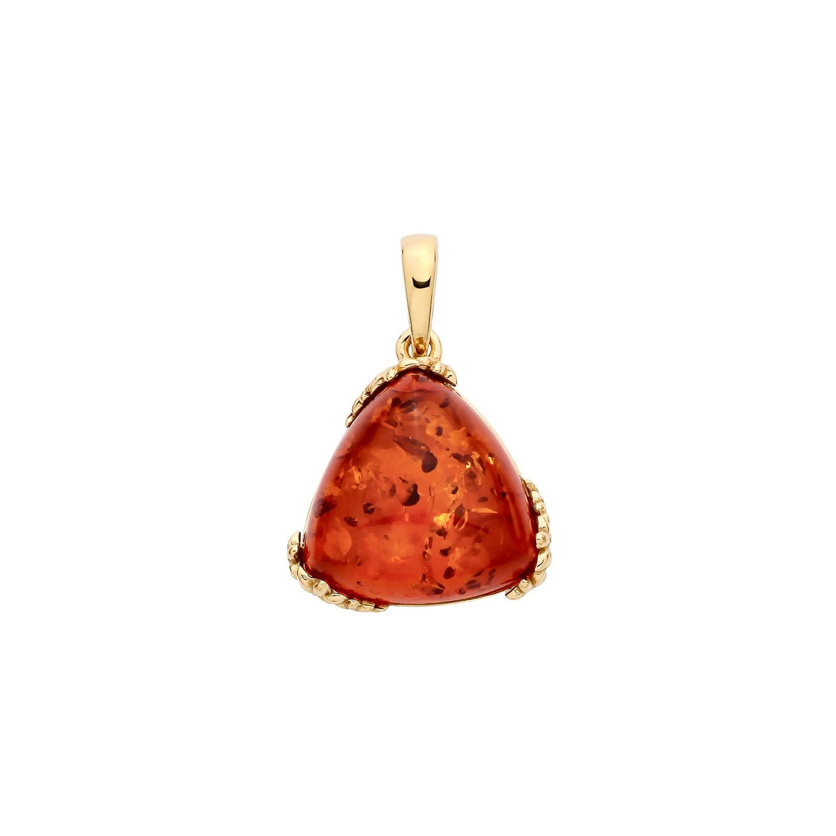 Gold Plated Sterling Silver Natural Baltic Amber Angular Triangle Pendant