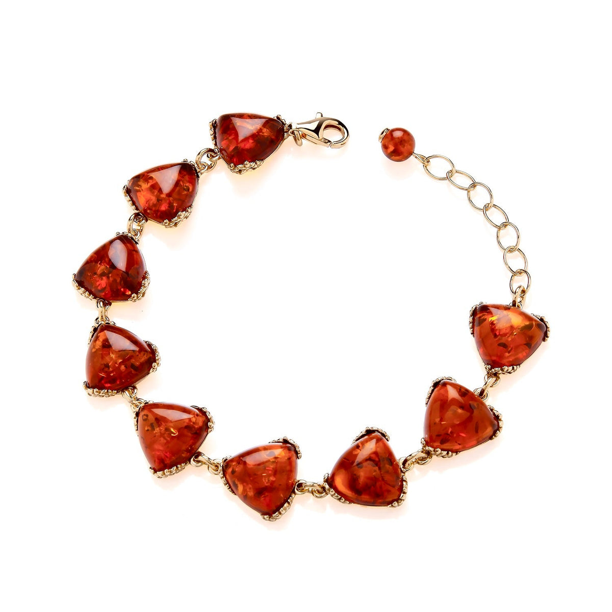 Gold Plated Sterling Silver Natural Baltic Amber Angular Triangle Bracelet