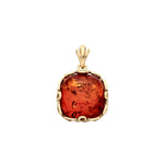 Gold Plated Sterling Silver Natural Baltic Amber Geometric Square Pendant