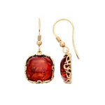 Gold Plated Sterling Silver Natural Baltic Amber Geometric Square Drop Earrings