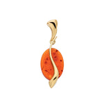 Gold Plated Sterling Silver Natural Baltic Amber Asymmetric Oval Sweep Pendant