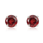 9ct White Gold Round Natural Garnet Claw Set Stud Earrings — 5mm