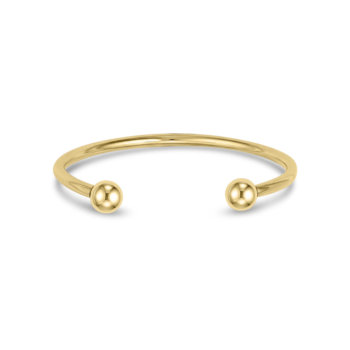 9ct Yellow Gold Solid Baby Child Round Torque Bangle with Diamond-Cut Bead Ends
