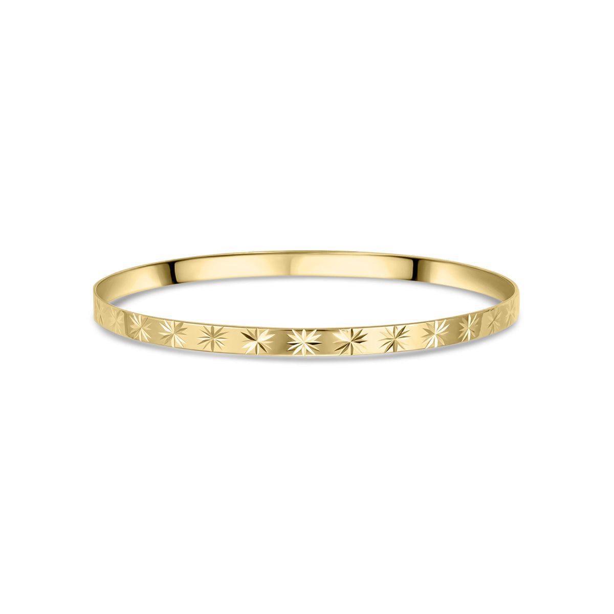 9ct Yellow Gold 4mm Diamond-Cut Bangle