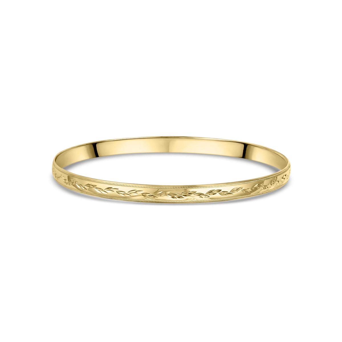 9ct Yellow Gold 5mm Diamond-Cut D-Shaped Bangle