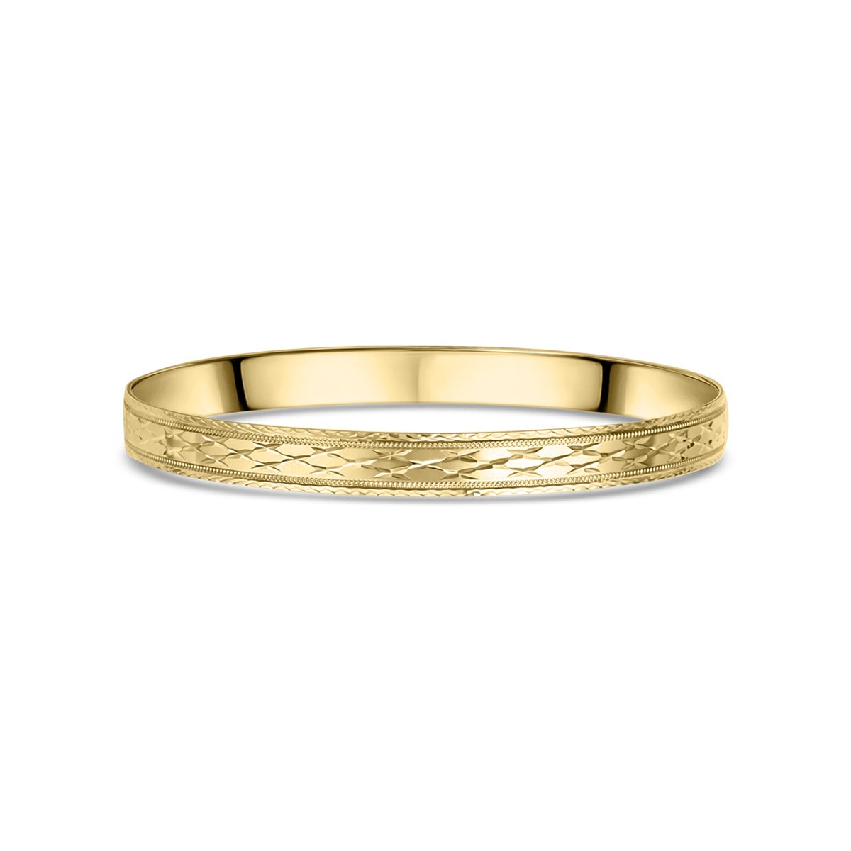 9ct Yellow Gold 6mm Diamond-Cut Bangle