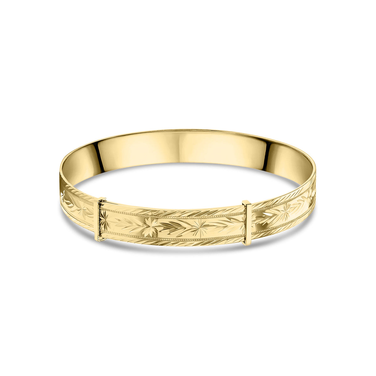 9ct Yellow Gold 9mm Diamond-Cut Expandable Bangle