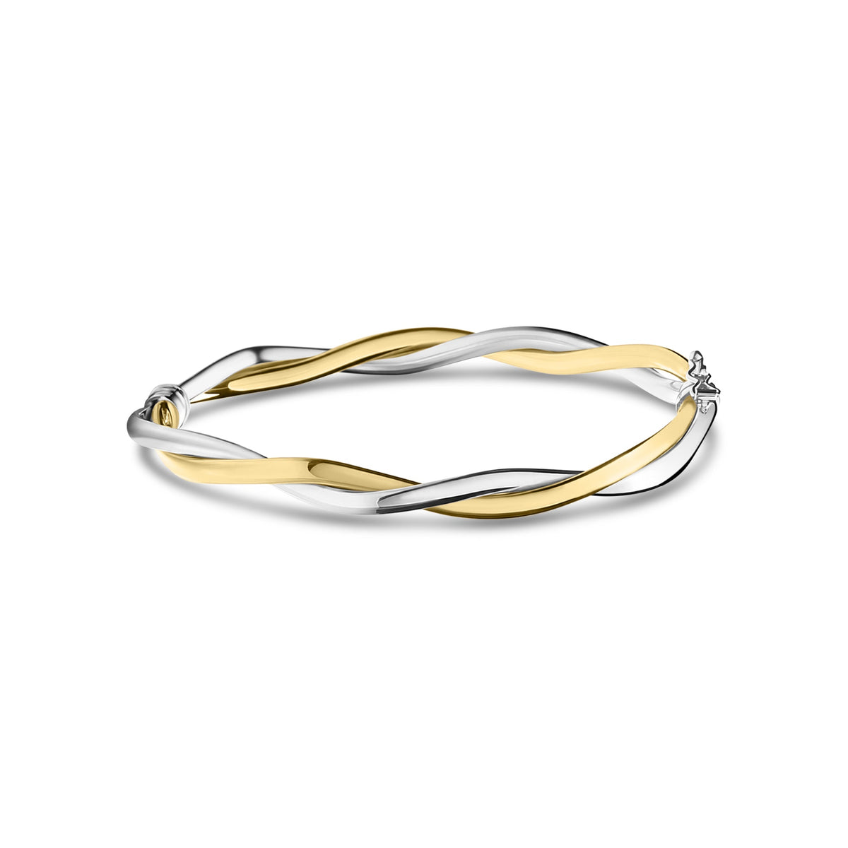 9ct Yellow and White Gold Twisted Bangle