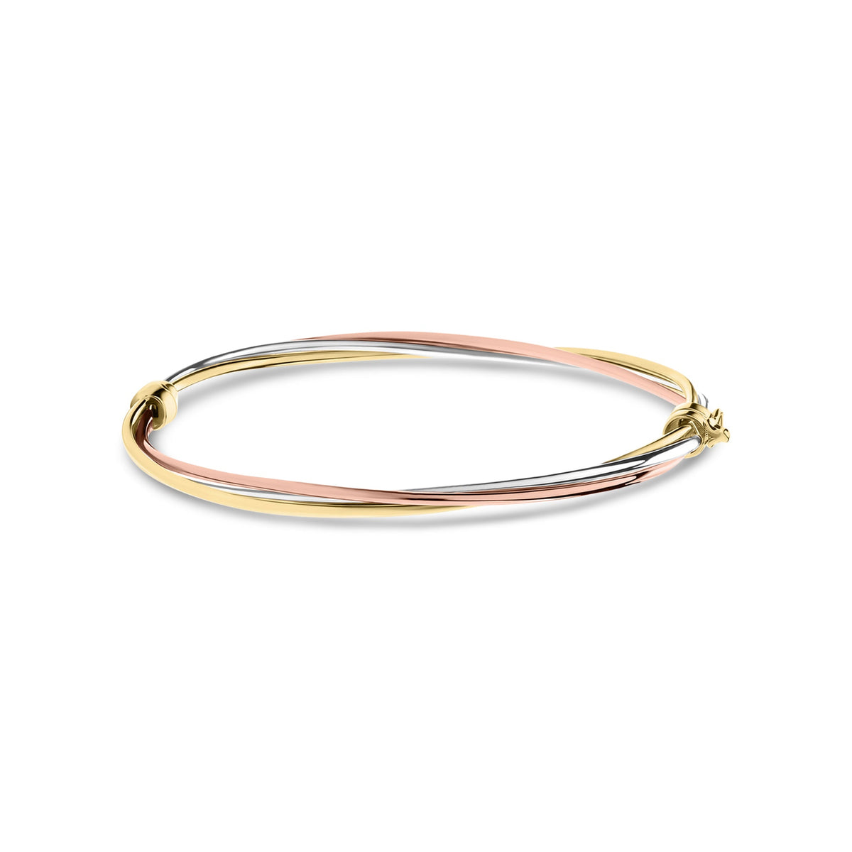 9ct Yellow, White and Rose Gold Bangle