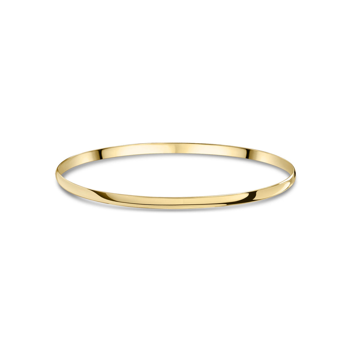 9ct Yellow Gold 3mm Plain D-Shaped Bangle