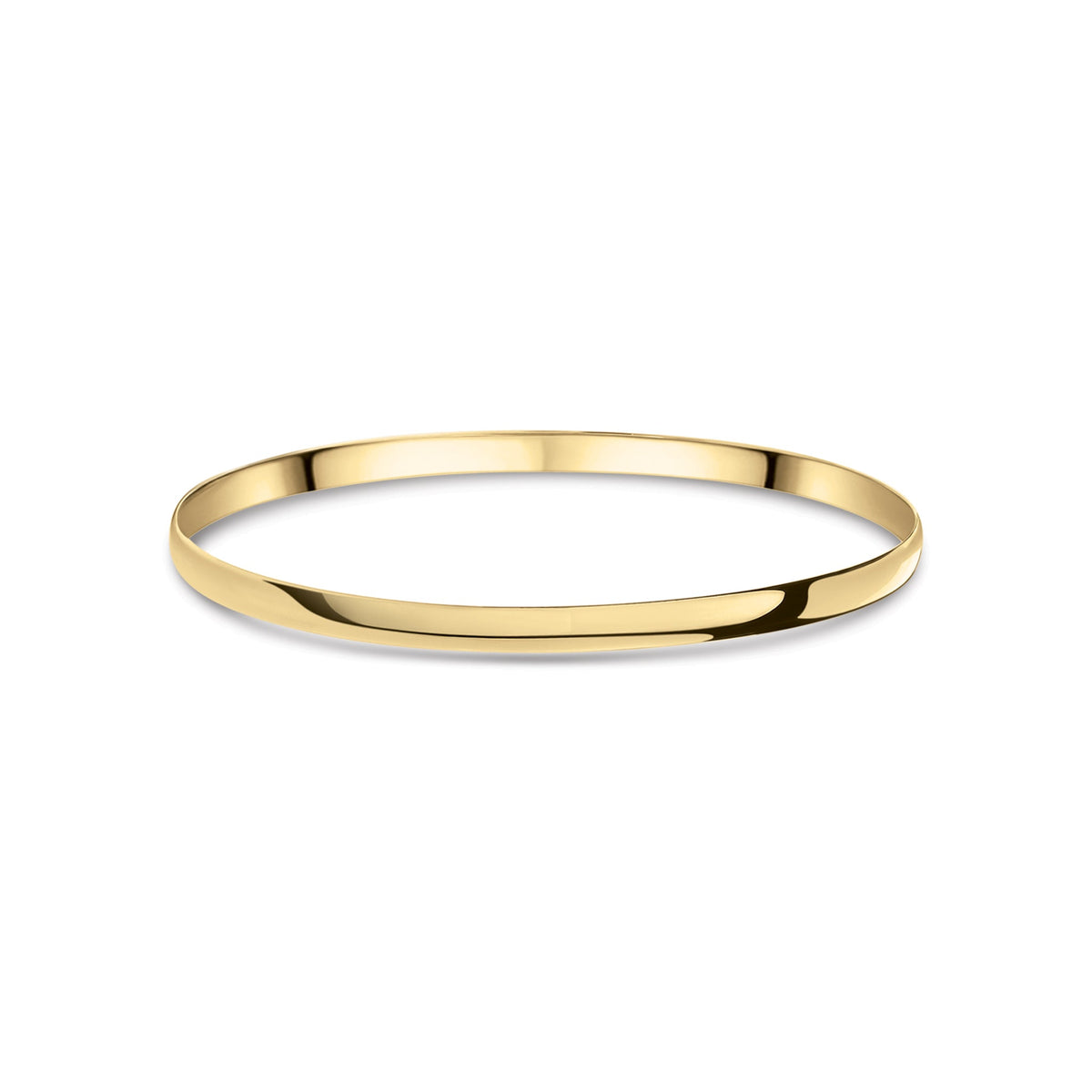 9ct Yellow Gold 4mm Plain D-Shaped Bangle
