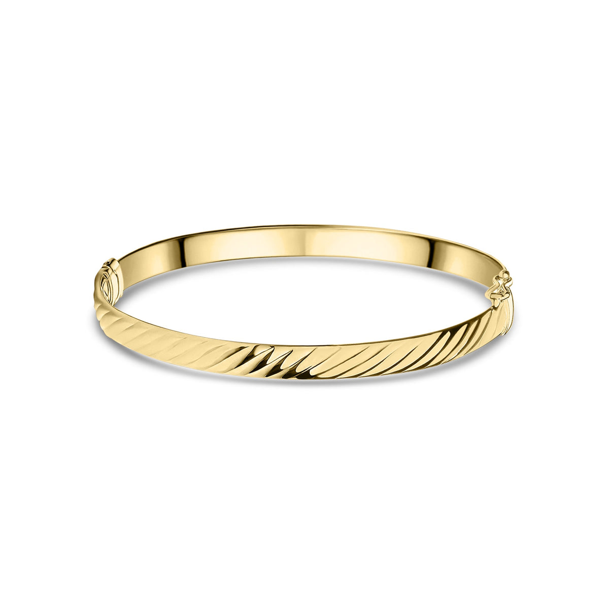 9ct Yellow Gold Ribbed Oval Bangle