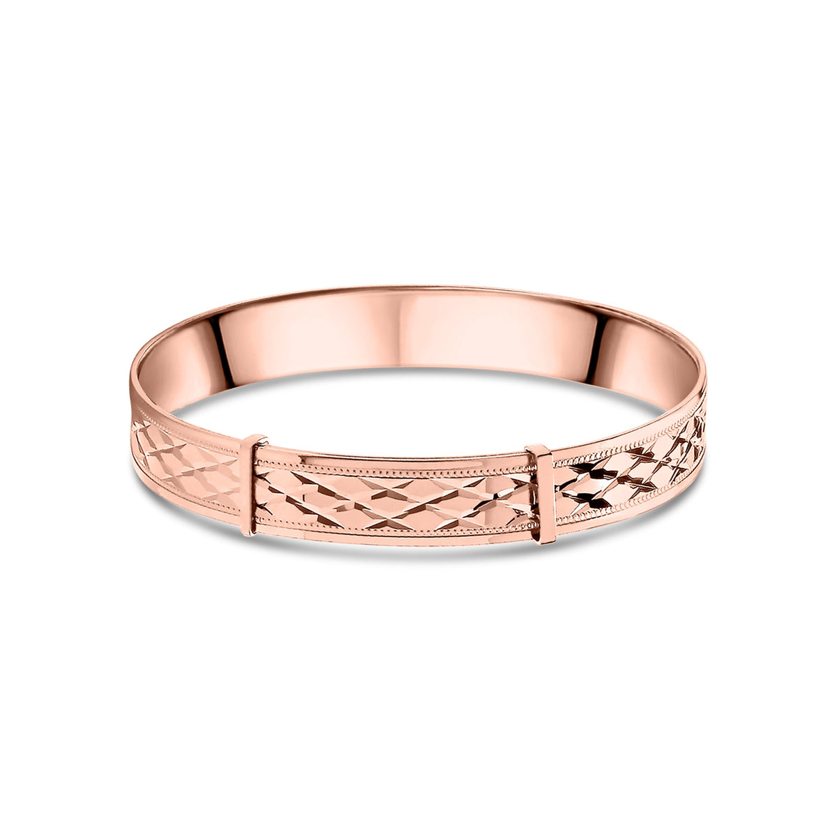 9ct Rose Gold Diamond-Cut Expandable Baby Child Bangle