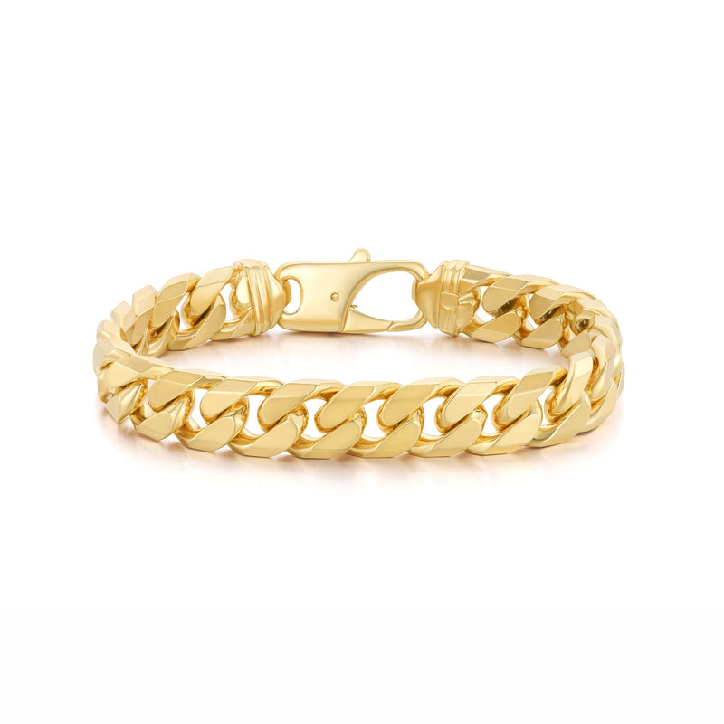 9ct Yellow Gold 12mm Tight Curb Bracelet