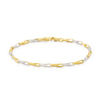 9ct Yellow & White Gold Two Tone Etched Marquise Link Bracelet