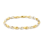 9ct Yellow & White Gold Two Tone Open Teardrop Link Bracelet