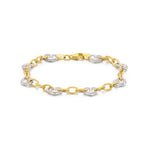 9ct Yellow & White Gold Two Tone Heart Link Bracelet