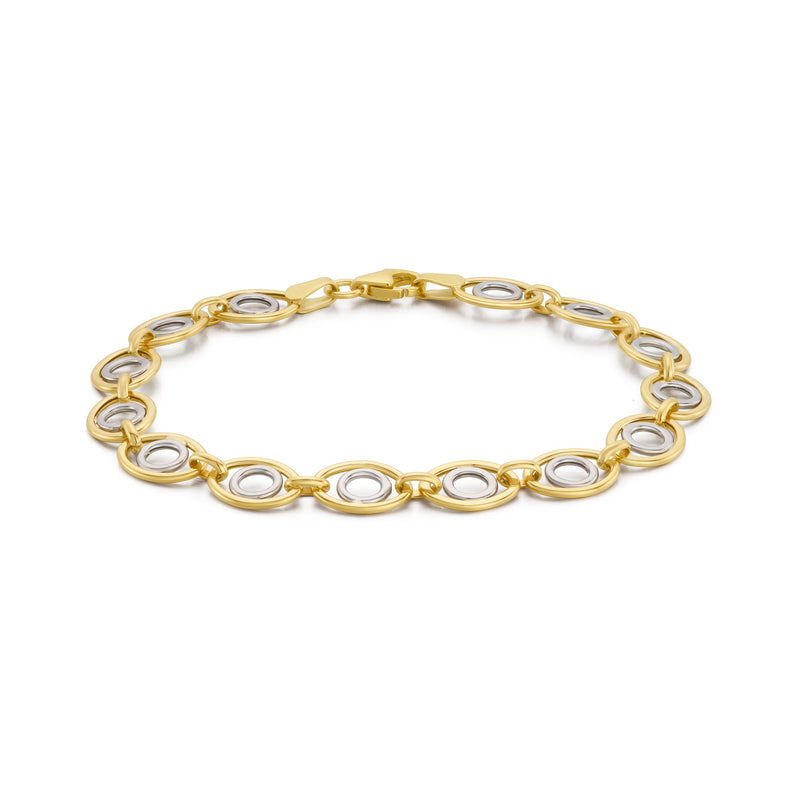9ct Yellow & White Gold Two Tone Oval Link Bracelet