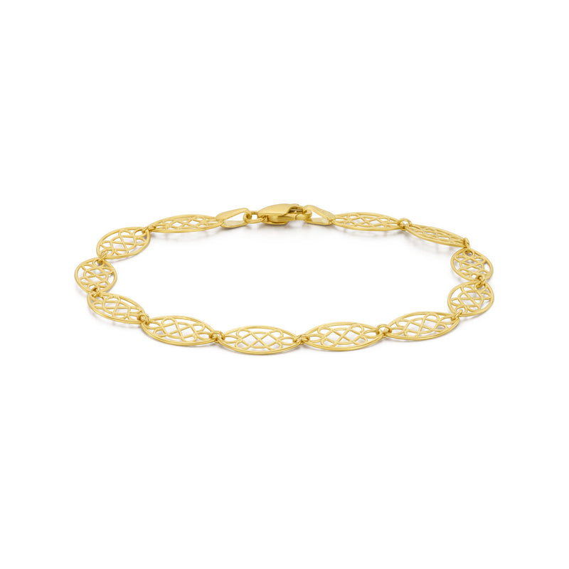 9ct Yellow Gold Celtic Filigree Link Bracelet