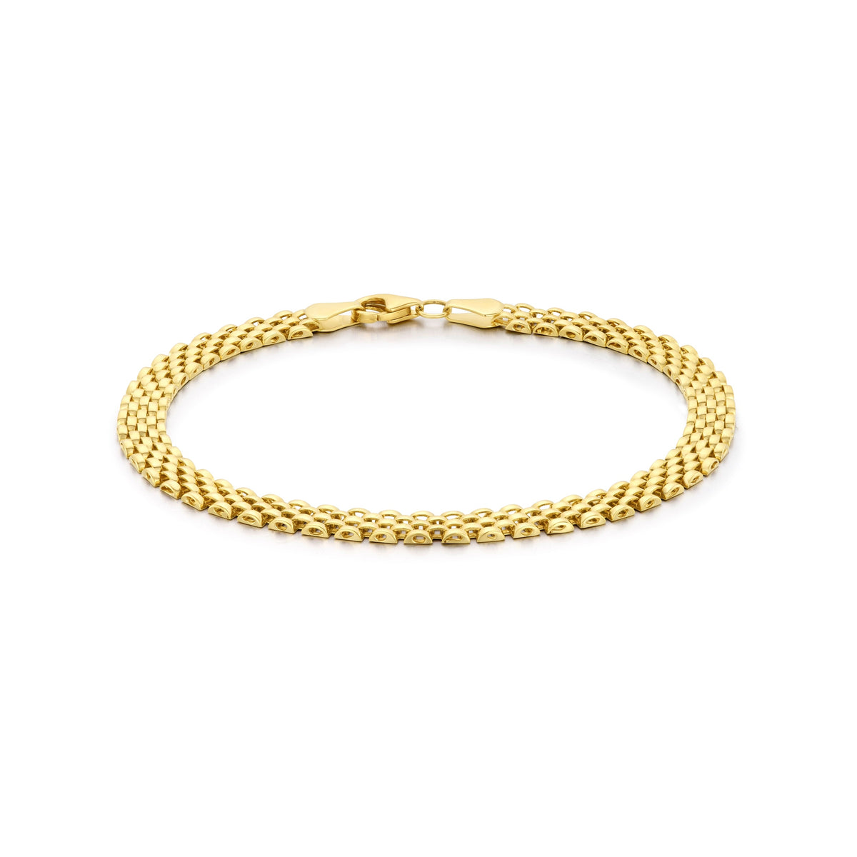 9ct Yellow Gold Five Row Panther Link Bracelet