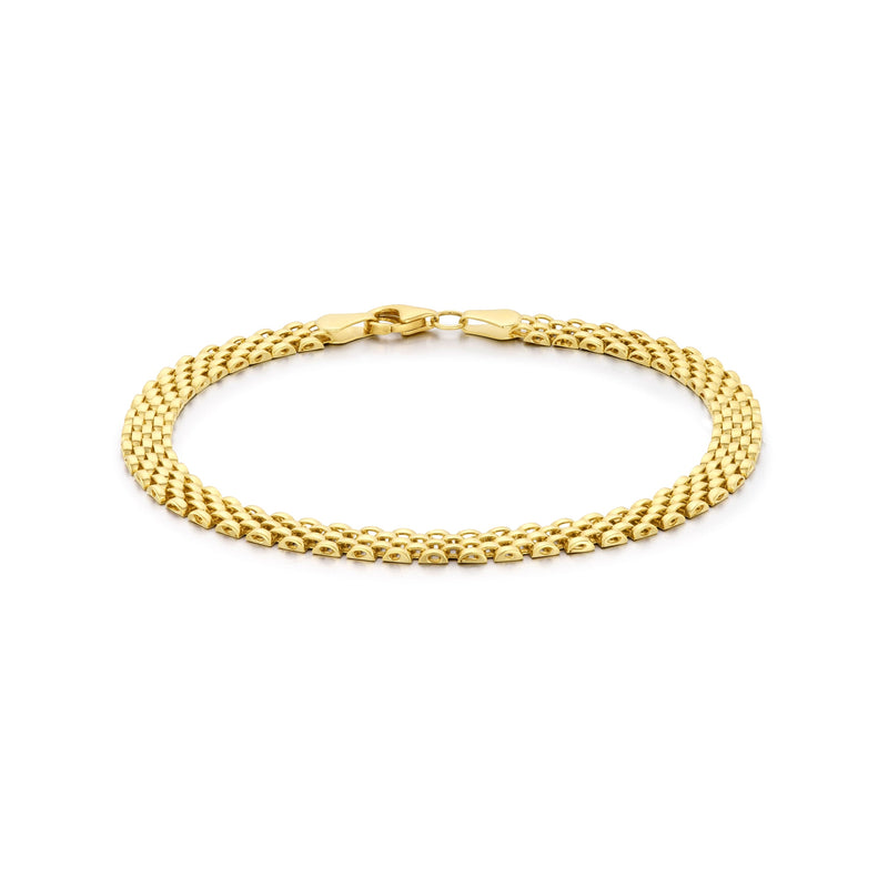 9ct Yellow Gold Five Row Panther Link Bracelet
