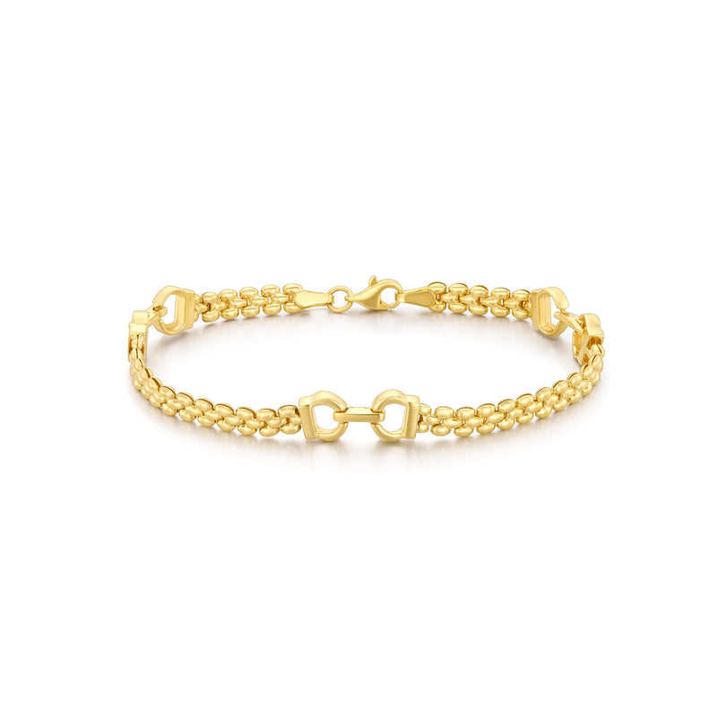 9ct Yellow Gold 3 Row Panther Link Bracelet