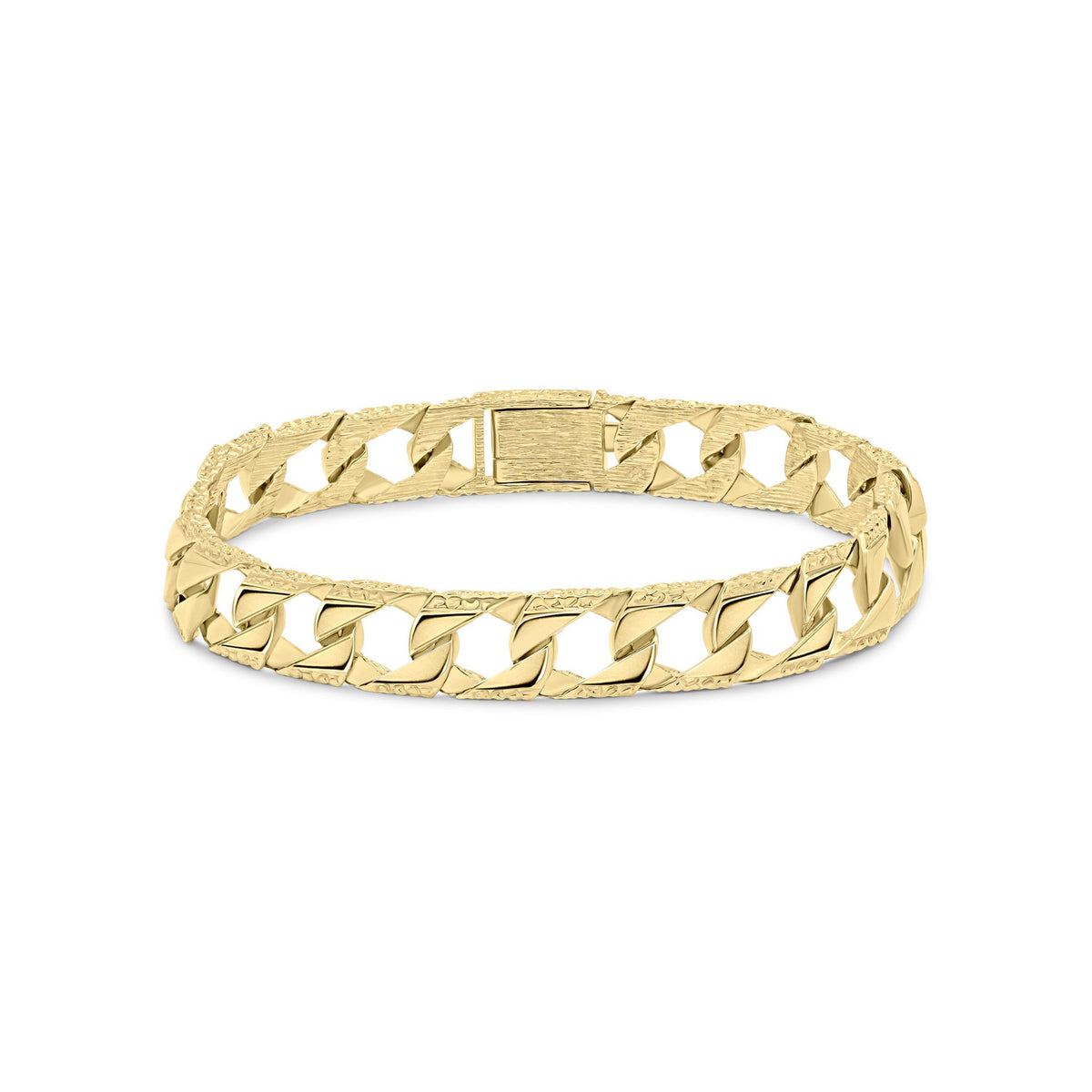 9ct Yellow Gold Textured Edge Link Bracelet