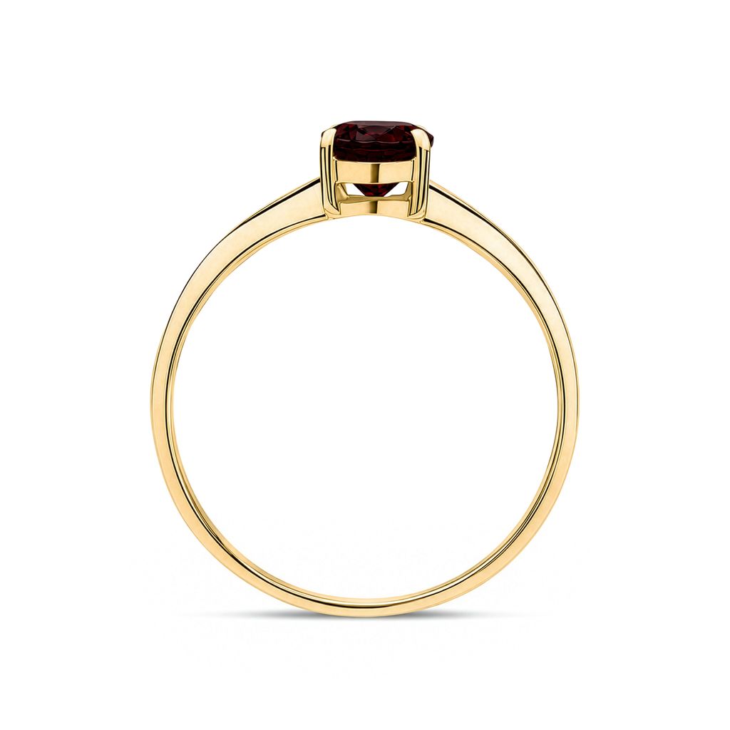 9ct Yellow Gold Oval Natural Garnet Claw Single Stone Ring — 7x5mm