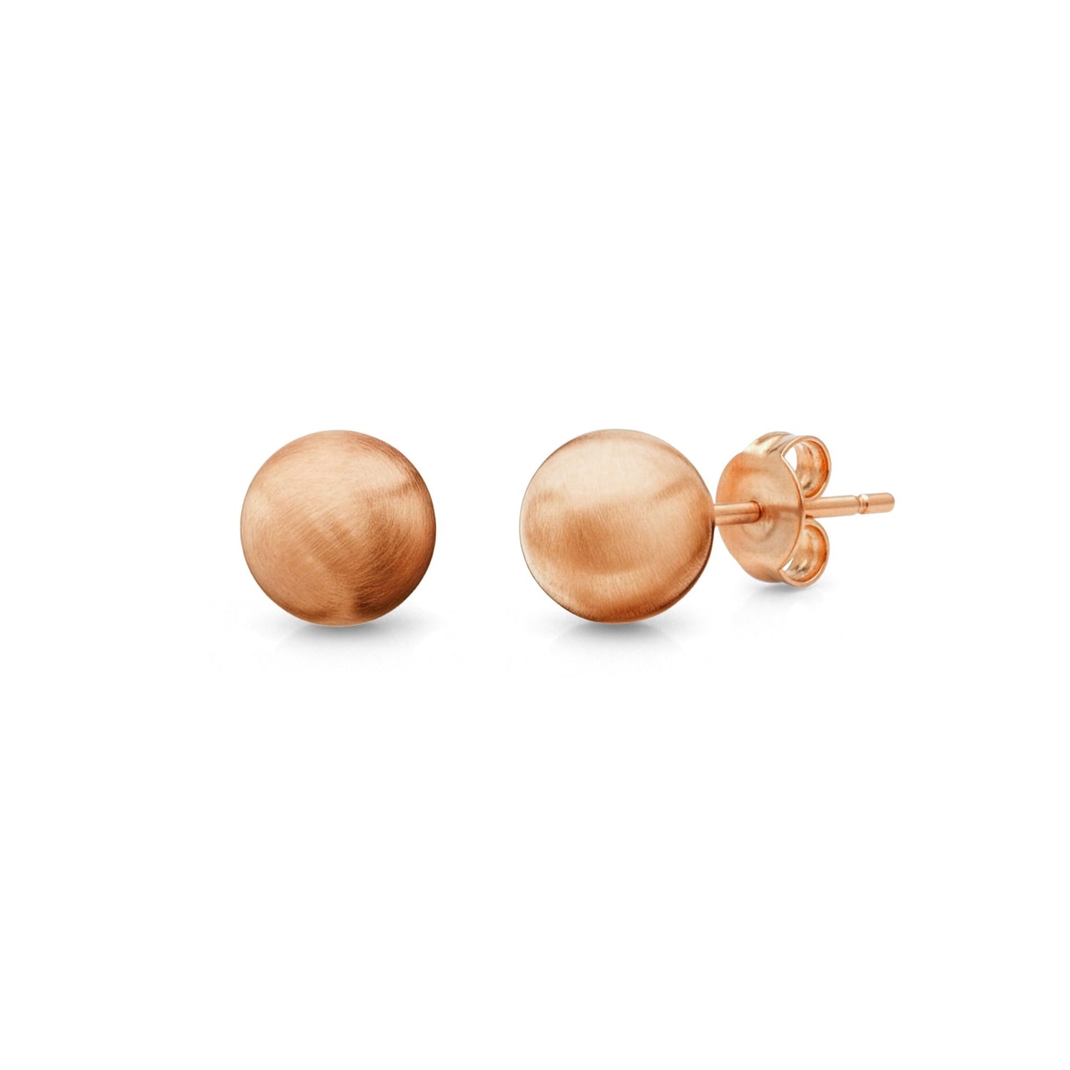 9ct Rose Gold Satin Ball Stud Earrings — 8mm