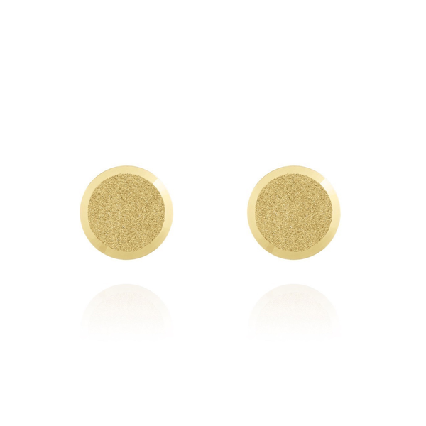 18ct Gold Satin Flat Disc Stud Earrings — 6.5mm