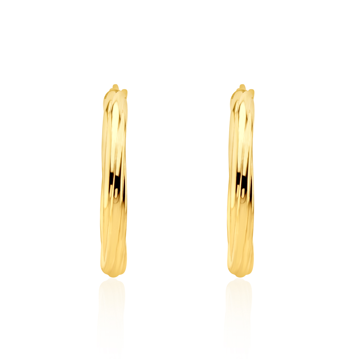 9ct Yellow Gold Twist Hoop Earrings — 26mm