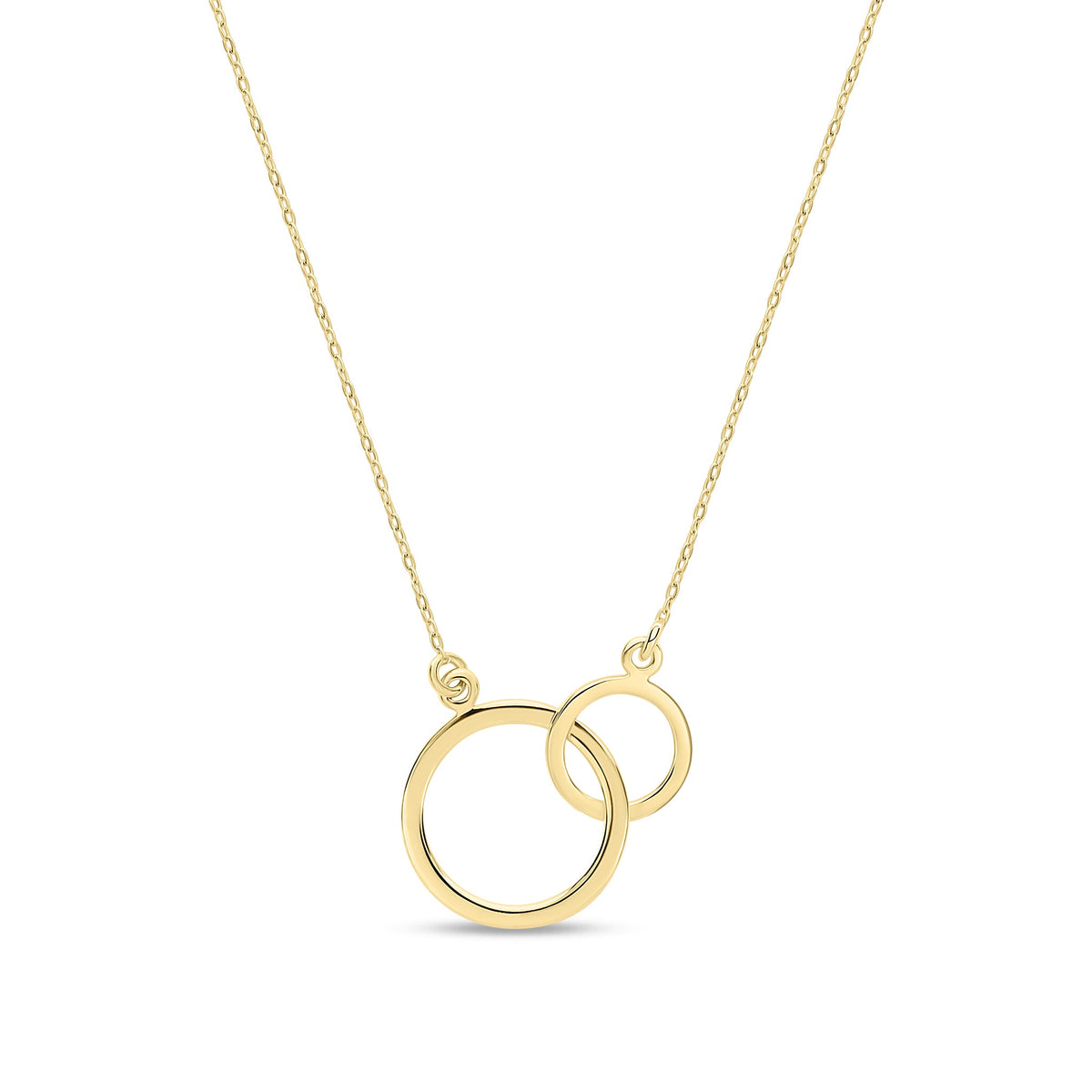 9ct Yellow Gold Rolo Chain Interlocking Circles Necklace