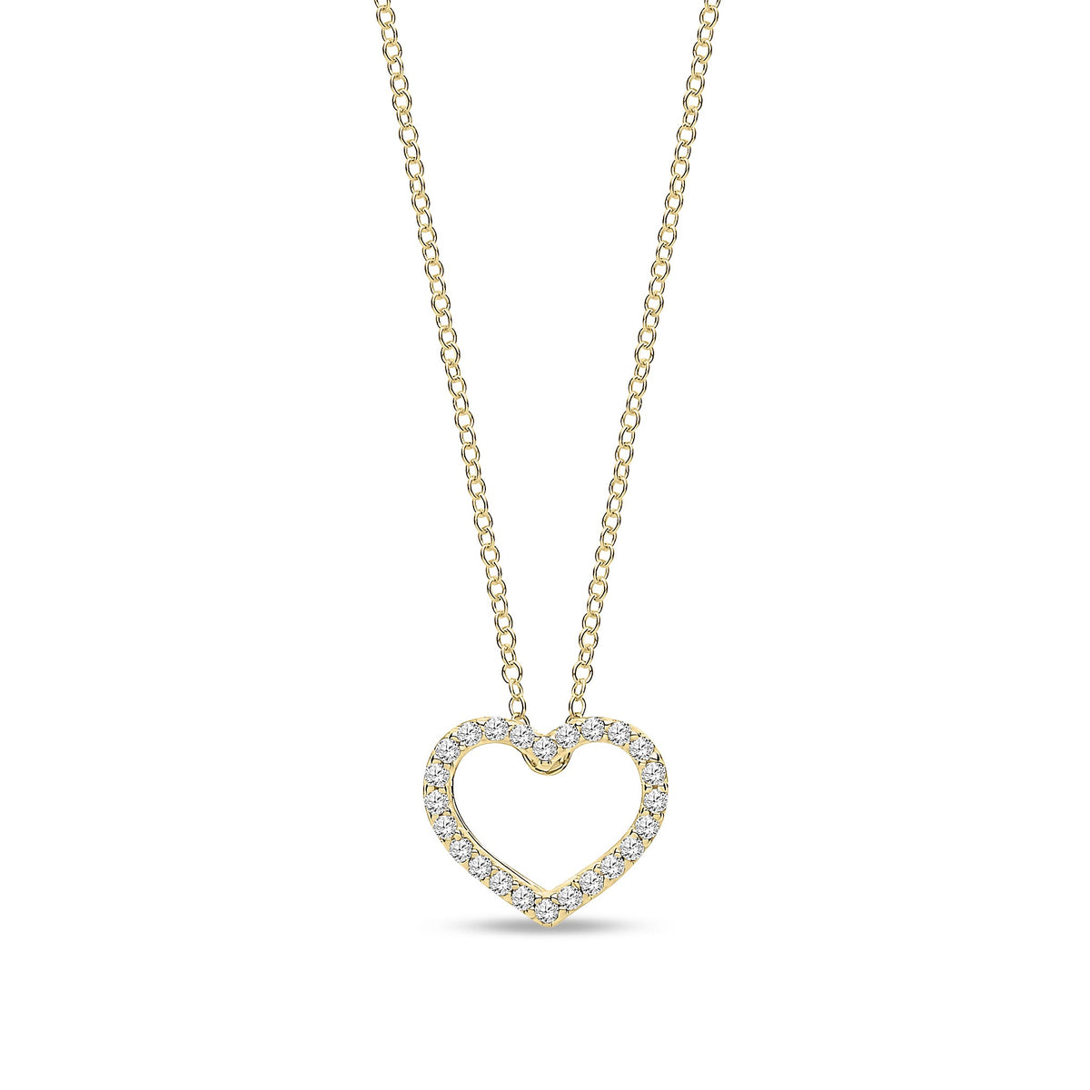 9ct Yellow Gold Heart Pendant Necklace with Cubic Zirconia