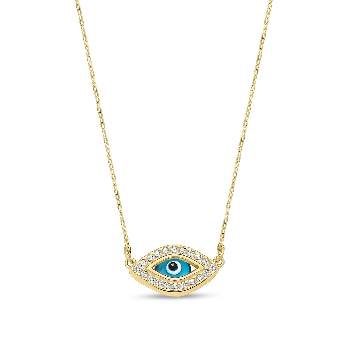 9ct Yellow Gold Evil Eye Necklace