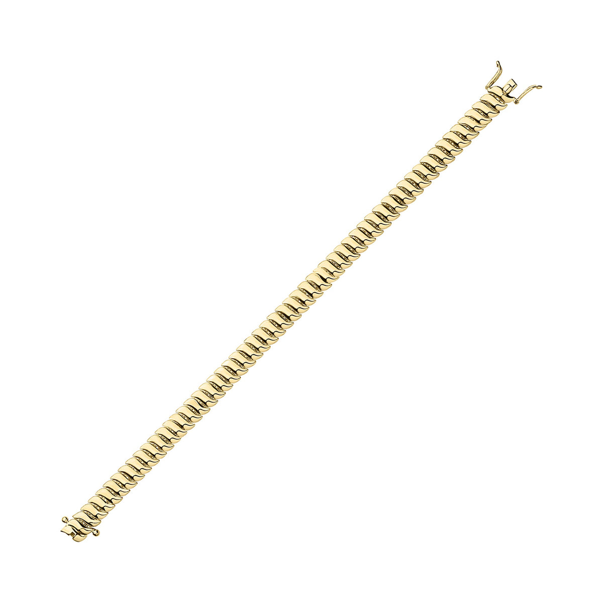 9ct Yellow Gold 7mm Ribbed Omega Snake Chain