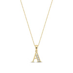 9ct Yellow Gold Channel Set Cubic Zirconia Initial Pendant - Initial A
