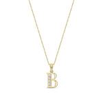9ct Yellow Gold Channel Set Cubic Zirconia Initial Pendant - Initial B